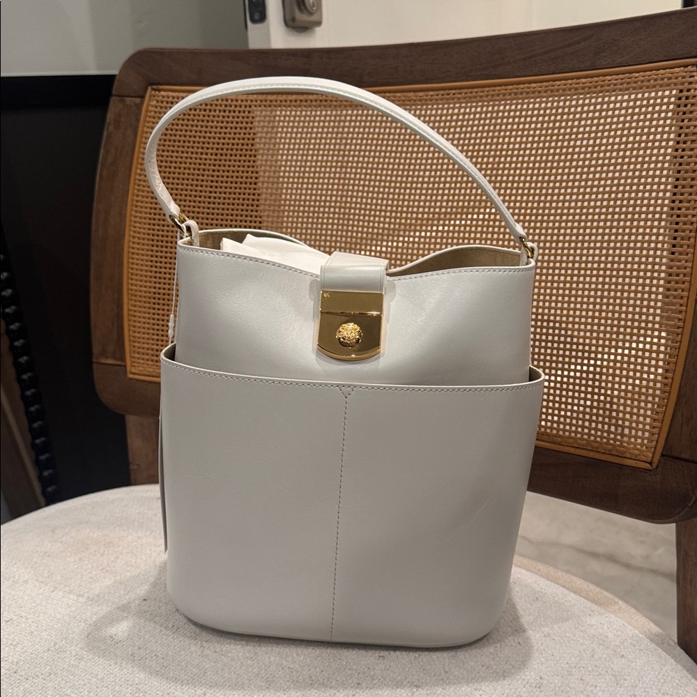 Veronica Beard Cream Leather Shoulder Bag